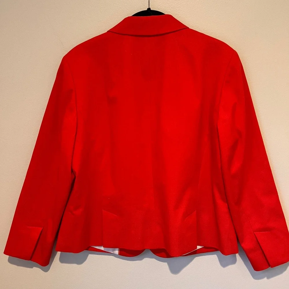 Talbots Classic Cotton Stretch Lined 3-Button Blazer in Tomato Notch Lapel‎ Sz 8